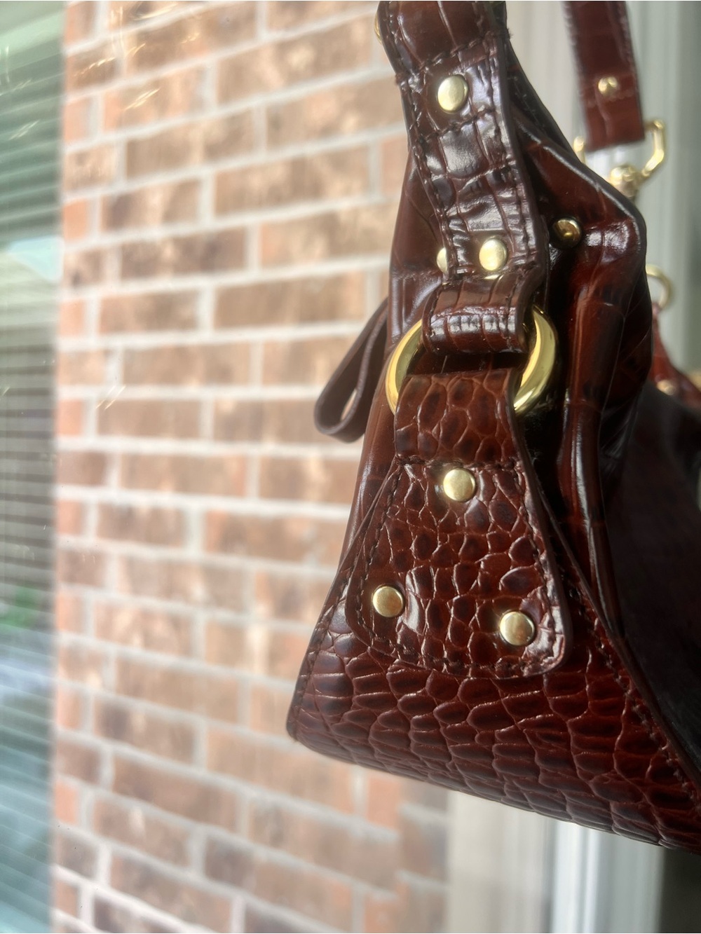 NWOT Vintage 90s Ralph Lauren Croc Embossed Leather Baguette Bag 🐝 - Picture 3 of 12